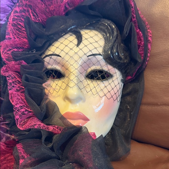None Other - Elegant Black and Pink Decorative Mask